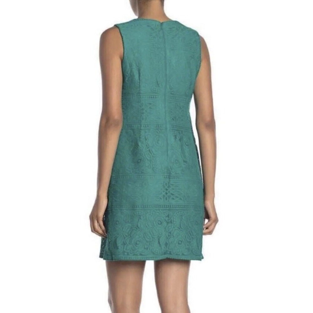 Eliza J Dress 8 Green Lace Overlay Lined Shift Floral Sleeveless‎ Back Zip - Picture 3 of 14